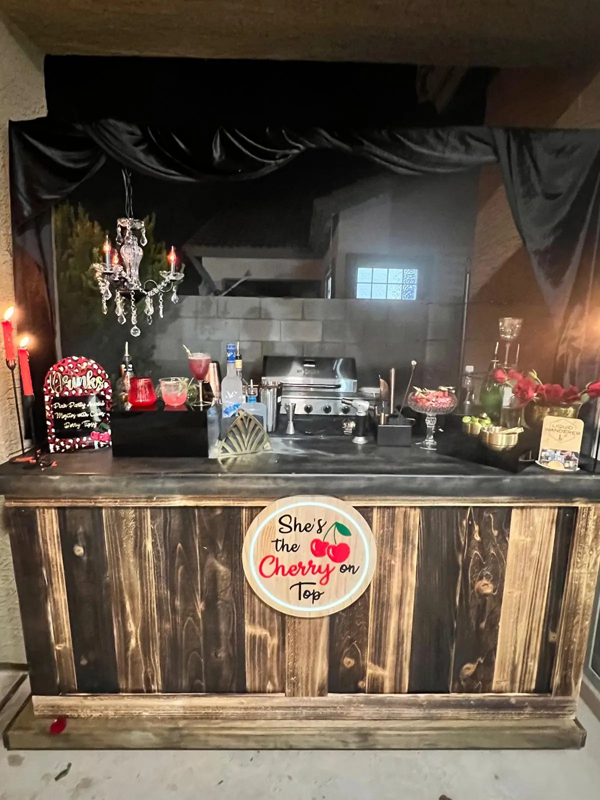 Matte black mobile bar rental